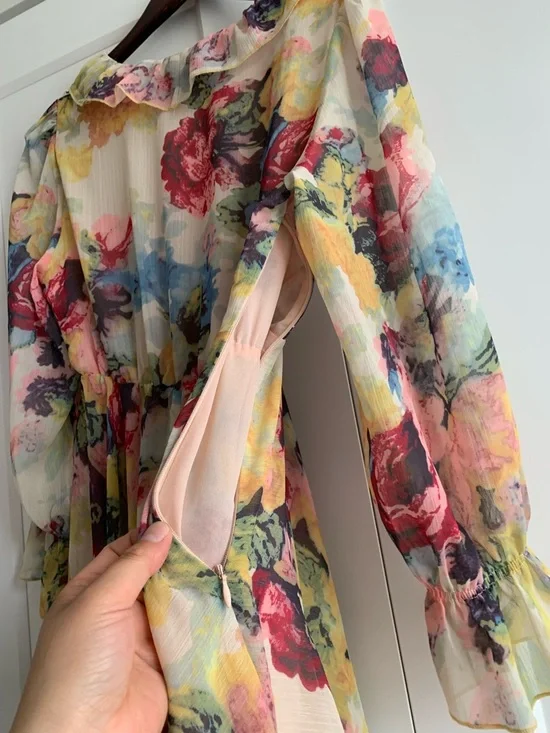 Zimmermann style O.P.T. Floral Ruffle Tie-Front Dress - Multicolor - Picture 5 of 16